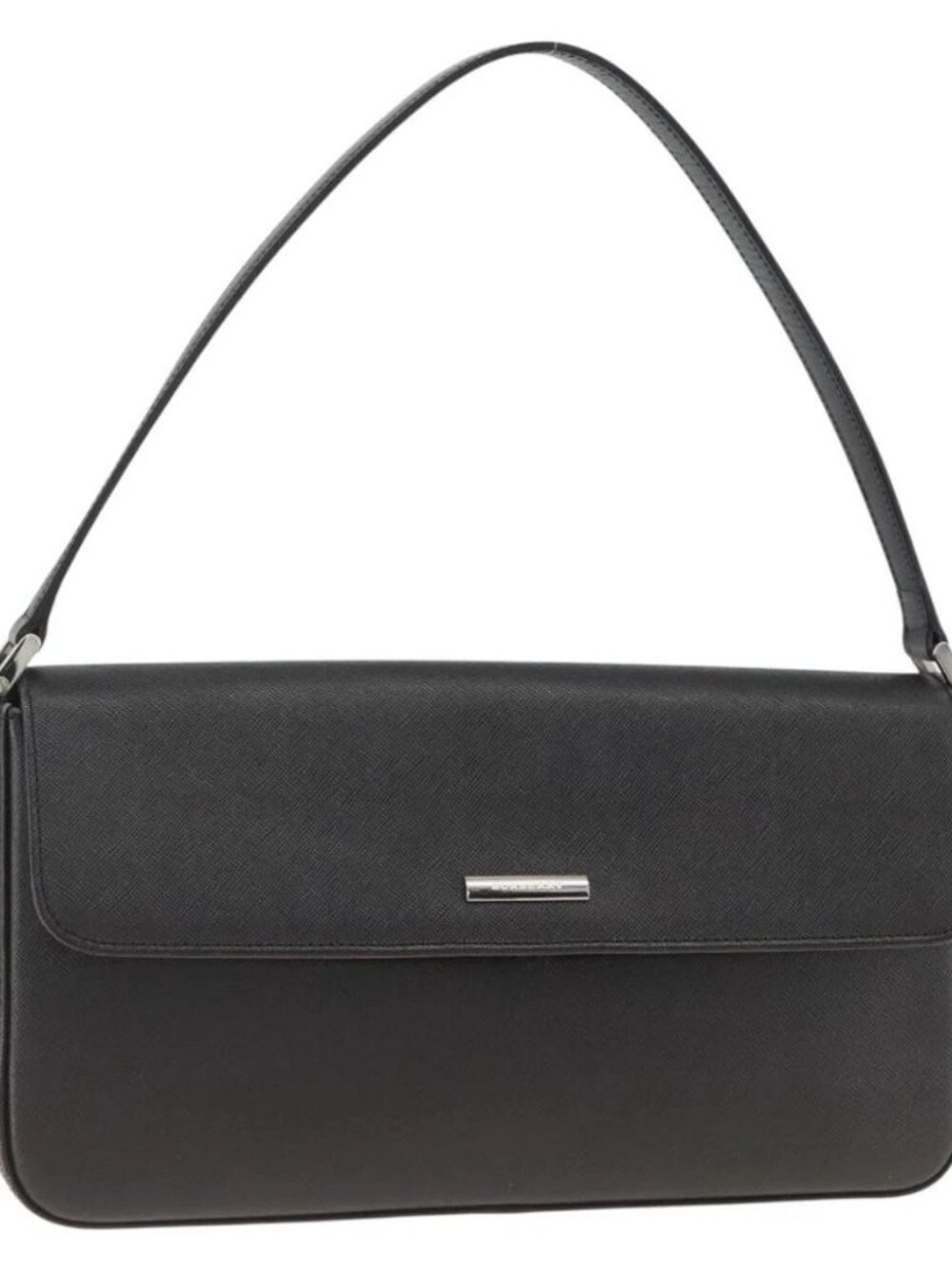 BURBERRY Shoulder Bag Leather Black Silver Auth ep13804 - Picture 2 of 16